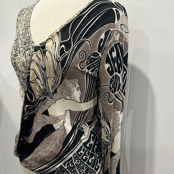 Jean Paul Gaultier Tops - Unique Jean Paul Gaultier top blouse faces black brown white silk blend size M